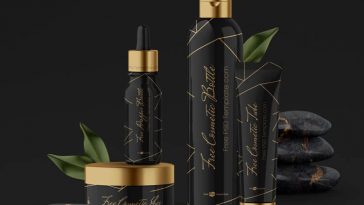 Front and Top View of Two Cosmetic Set Mockups