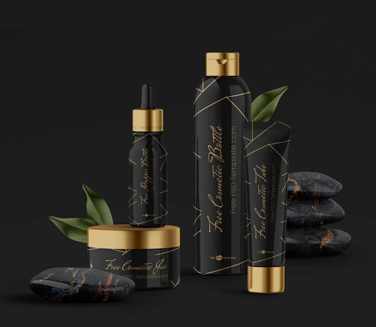 Front and Top View of Two Cosmetic Set Mockups