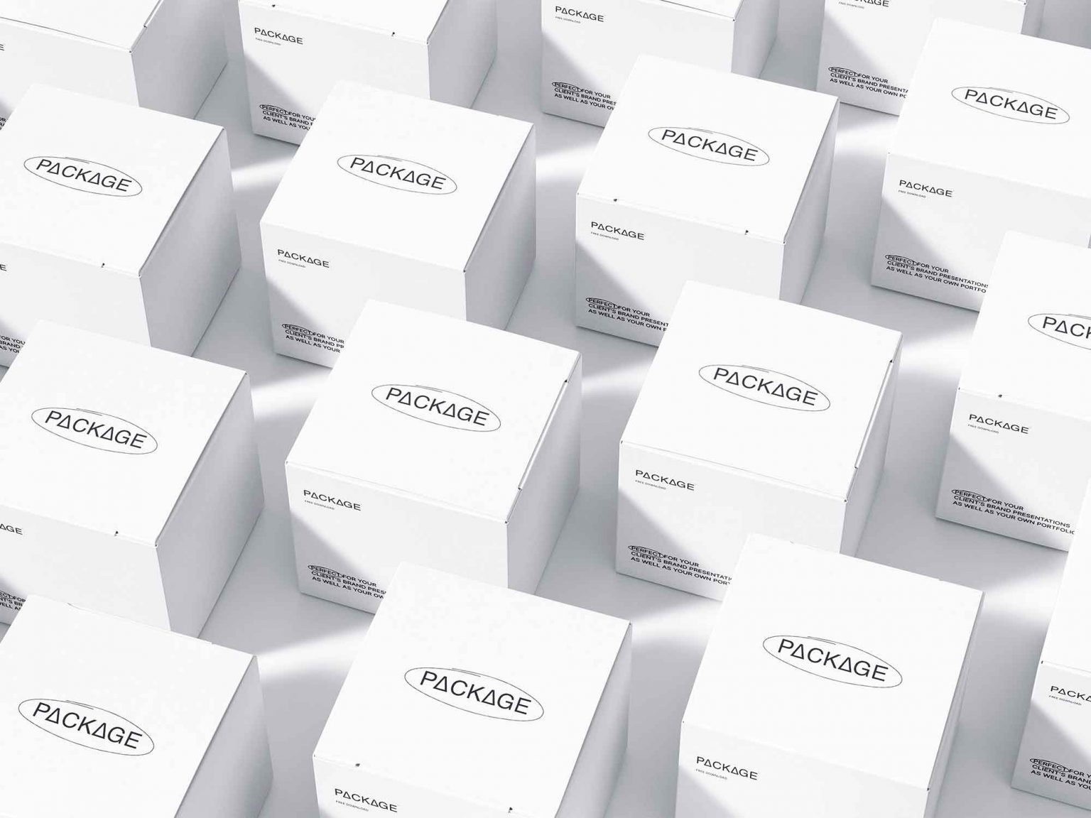 Isometric Square Box Packages Grid Mockup - PacageMockup