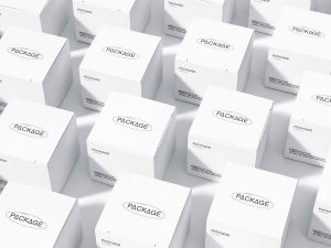 Isometric Square Box Packages Grid Mockup