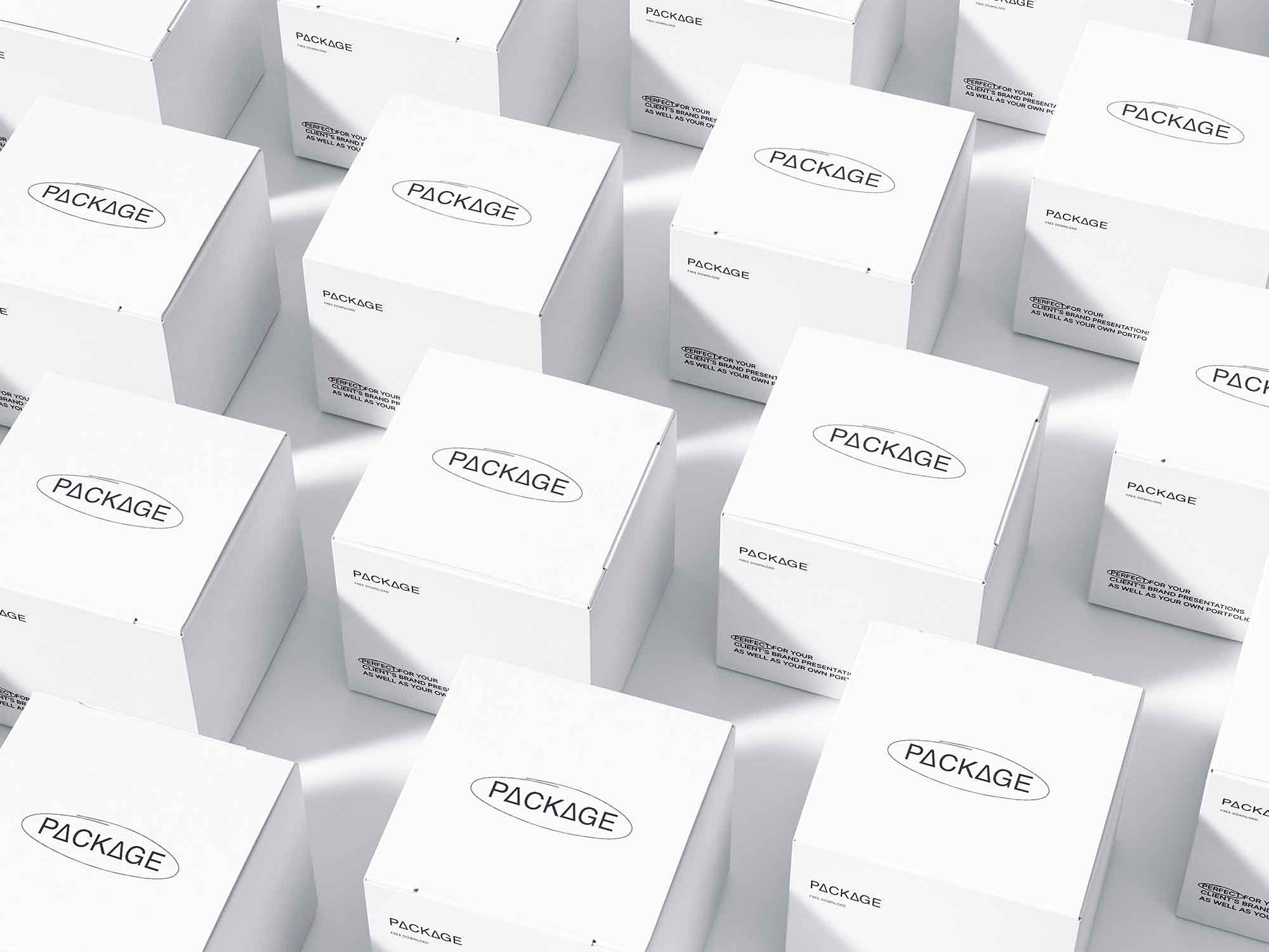 Isometric Square Box Packages Grid Mockup