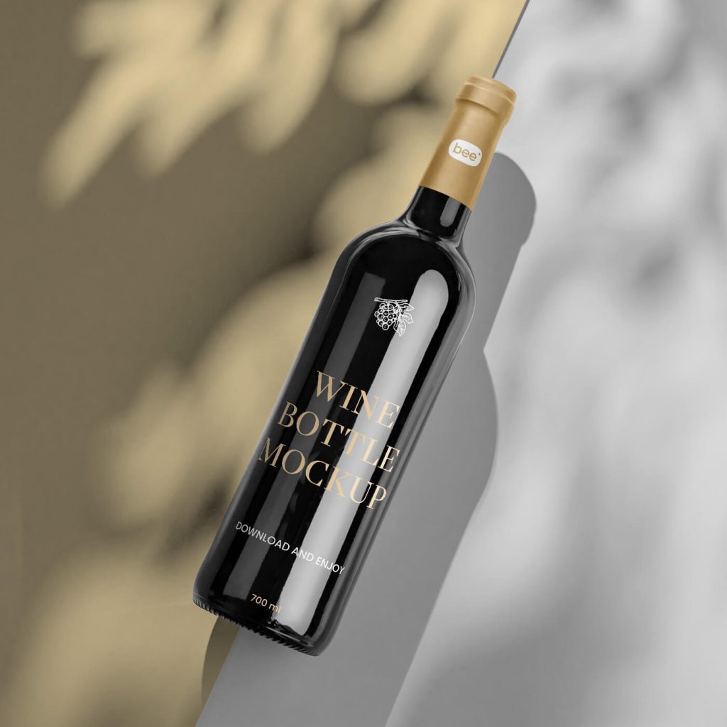 Lying Wine Bottle Mockup D
