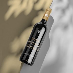 Lying Wine Bottle Mockup D
