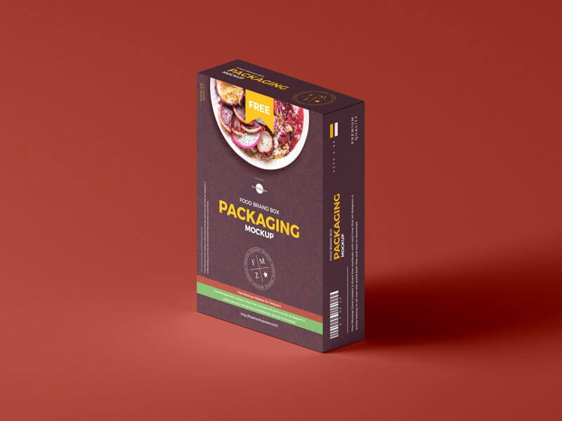 3/4 View Food Brand Box Packaging Mockup