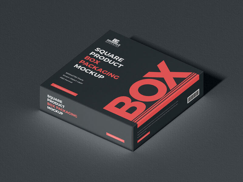 flat square packaging box mockup laid in isometric view 2