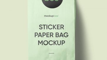 front view of a sticker paper bag mockup