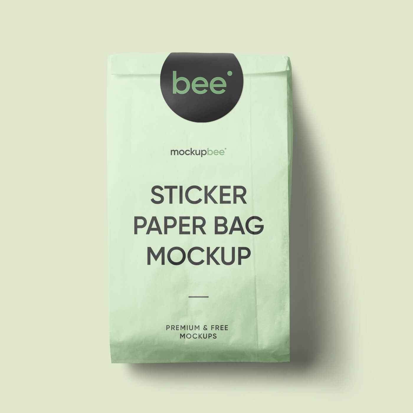 front view of a sticker paper bag mockup