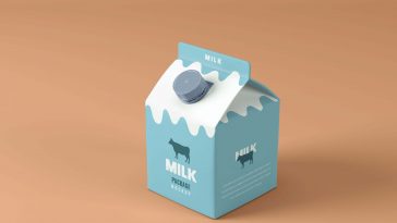 Free Small Square Milk Carton Box Mockup