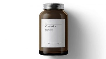 top view of a cosmetics glass bottle mockup