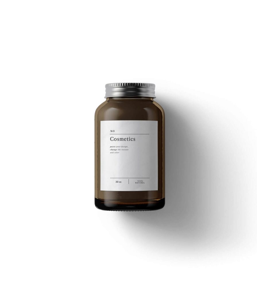 top view of a cosmetics glass bottle mockup