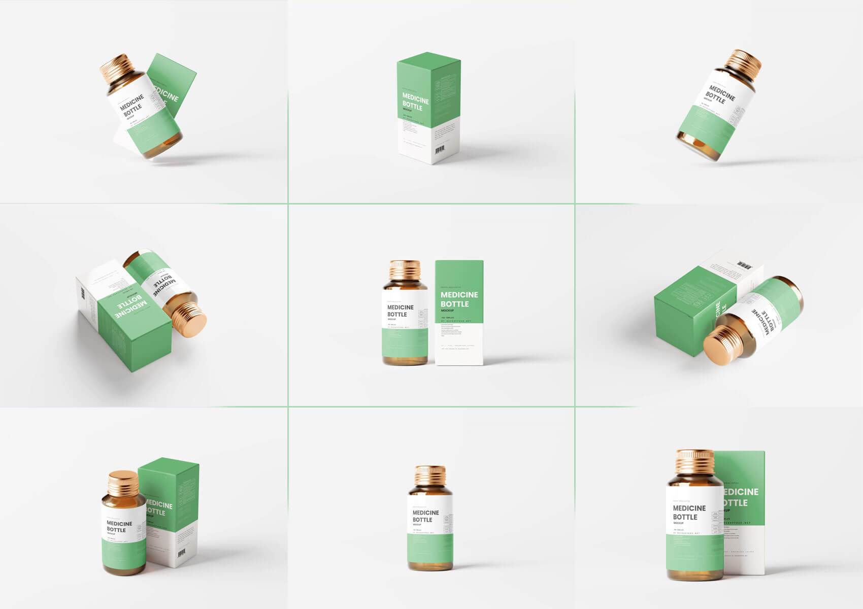 10 Free Amber Medicine Bottle With Box Mockup PSD Files 1