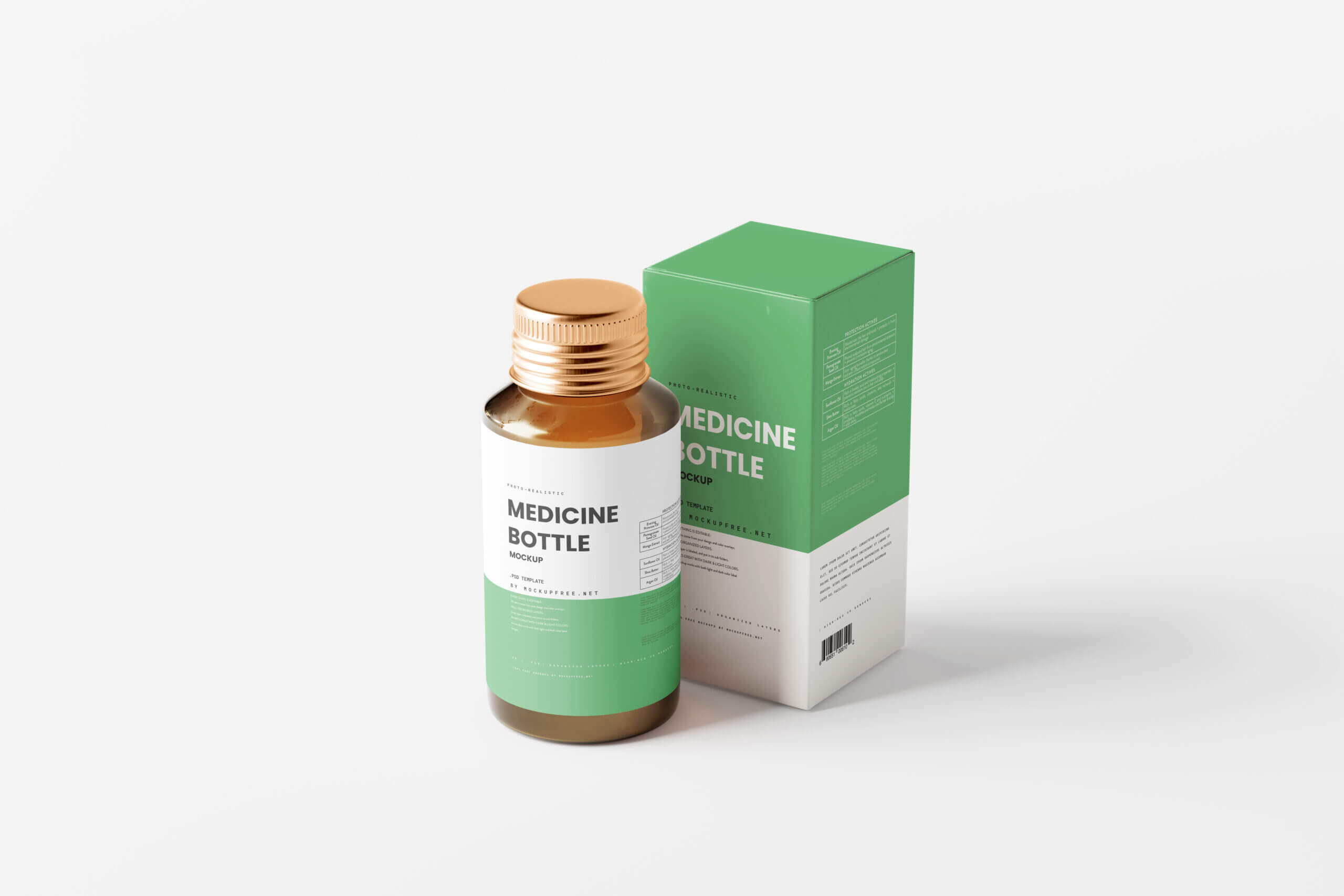 10 Free Amber Medicine Bottle With Box Mockup PSD Files10
