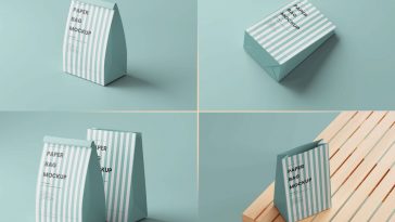 10 Free Disposable Paper Standing Food Packaging Bags Mockup PSD Files