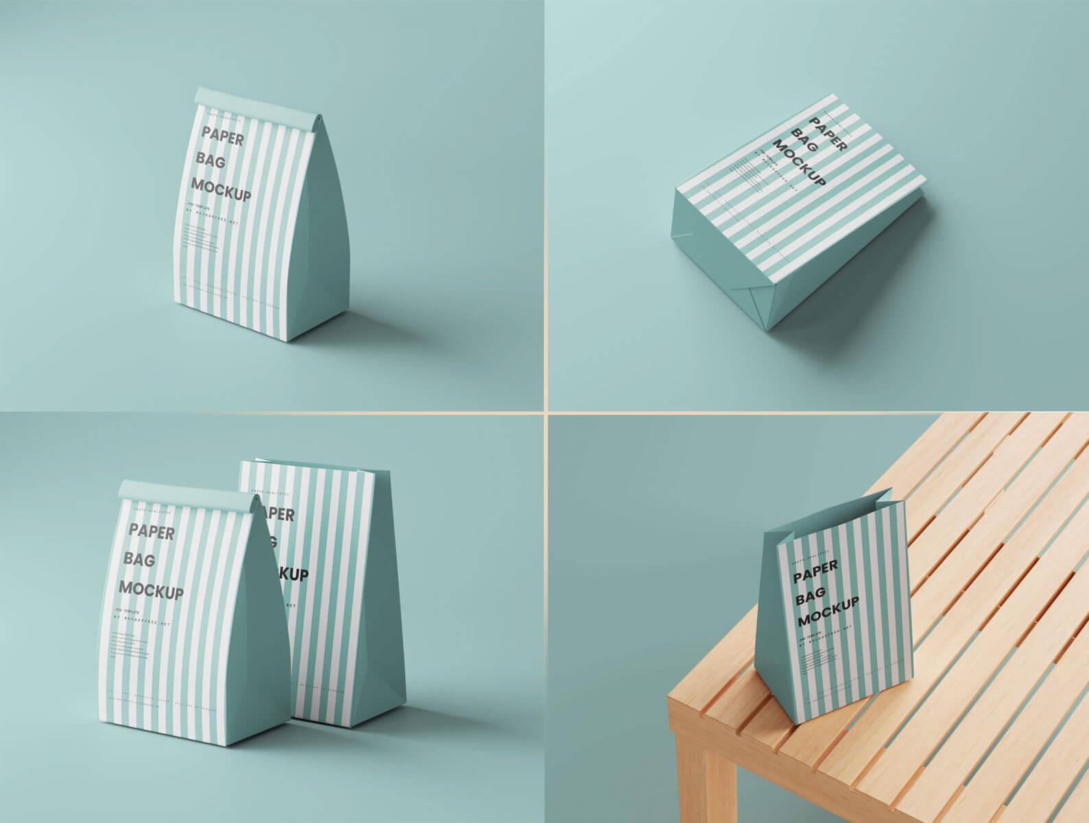 10 Free Disposable Paper Standing Food Packaging Bags Mockup PSD Files