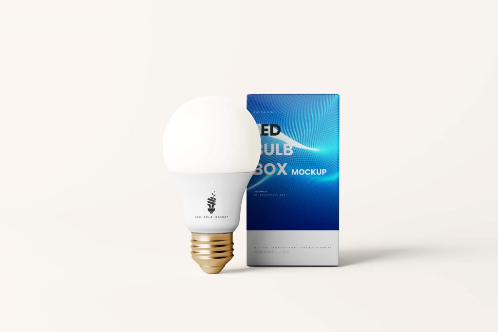 8 Free LED Light Bulb and Package Box Mockups File - Free Packaging Mockup