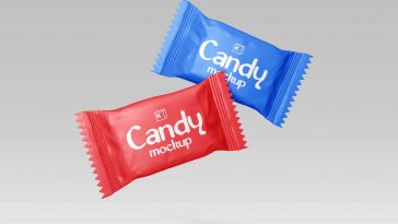Free Candy Foil Wrap Packet Mockup PSD 02