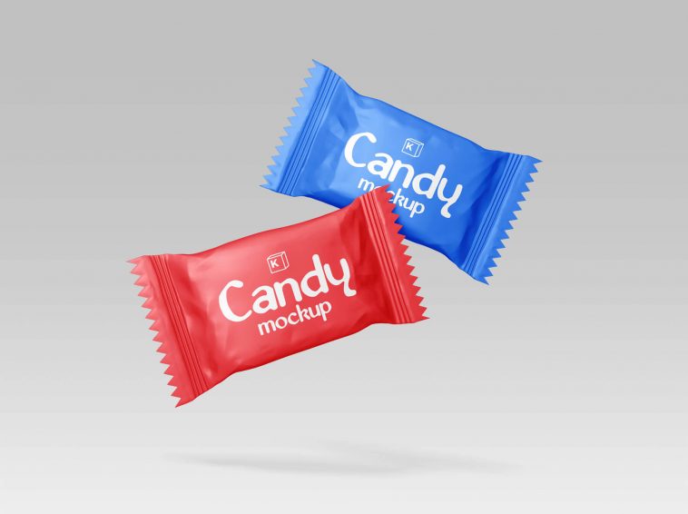 Free Candy Foil Wrap Packet Mockups 3 PSD set - Package Mockups