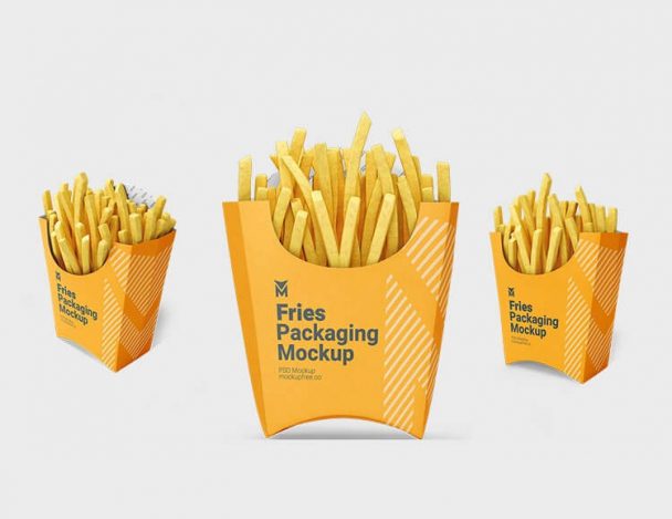 Free French Fries Packaging Box Mockups set - Package Mockups