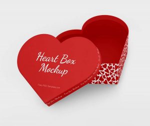Front View of 3 Open and Closed Heart Box Mockups 1