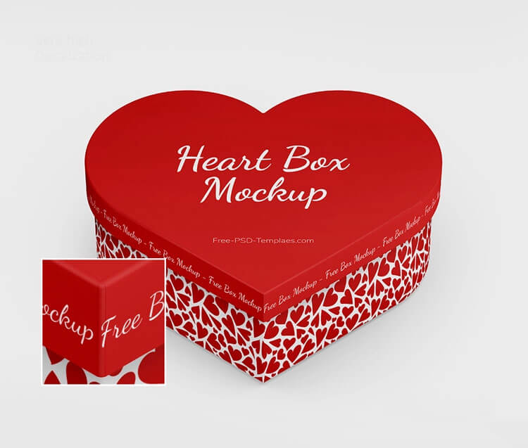 Front View of 3 Open and Closed Heart Box Mockups 2