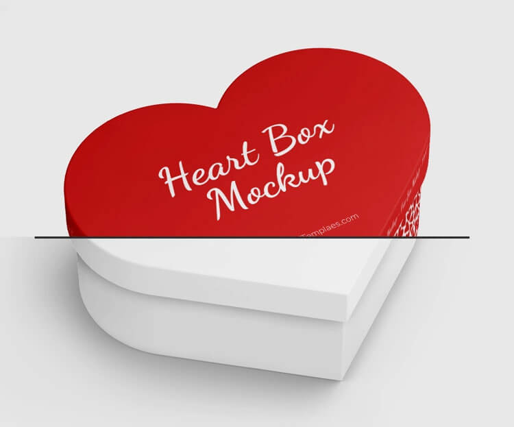 Front View of 3 Open and Closed Heart Box Mockups 3