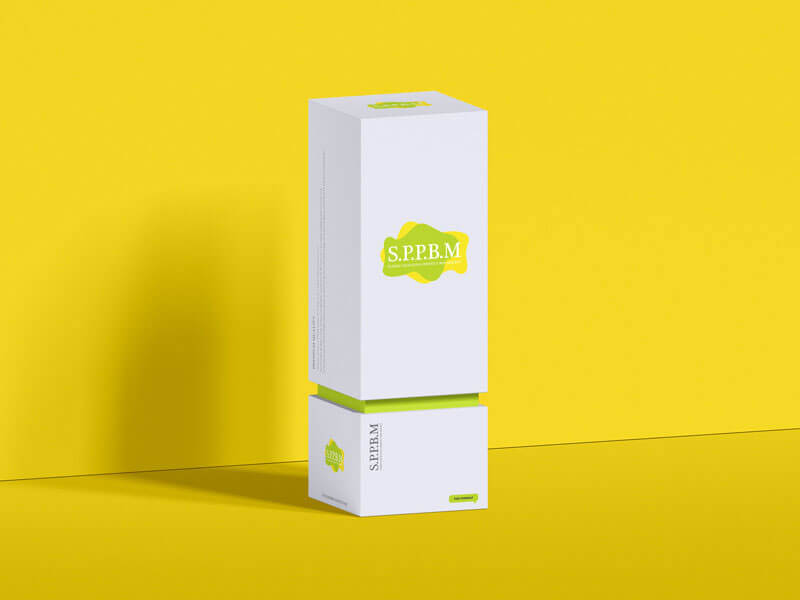 Front View of Standing Sliding Box Mockup