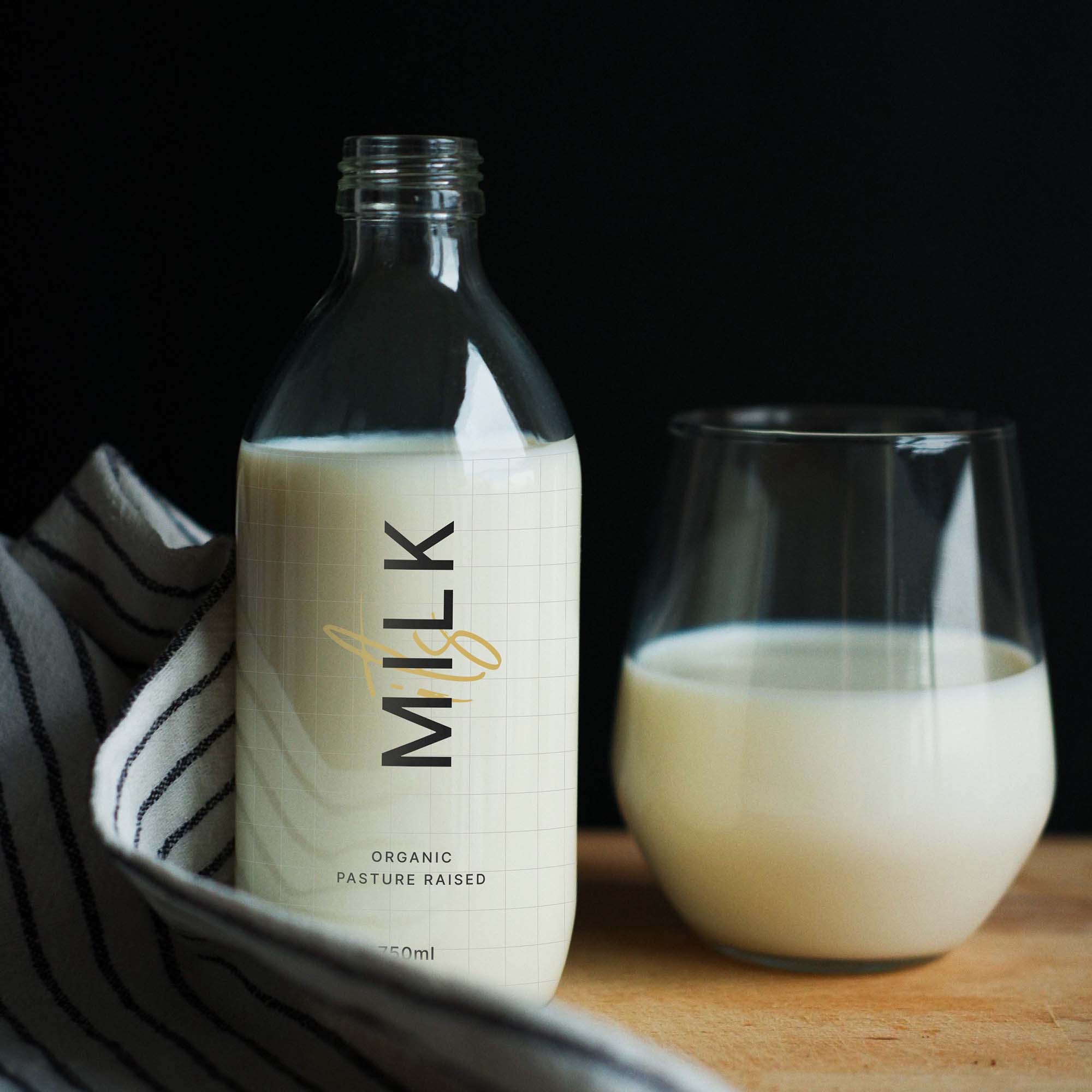 Glass Milk Bottle Mockup PSD