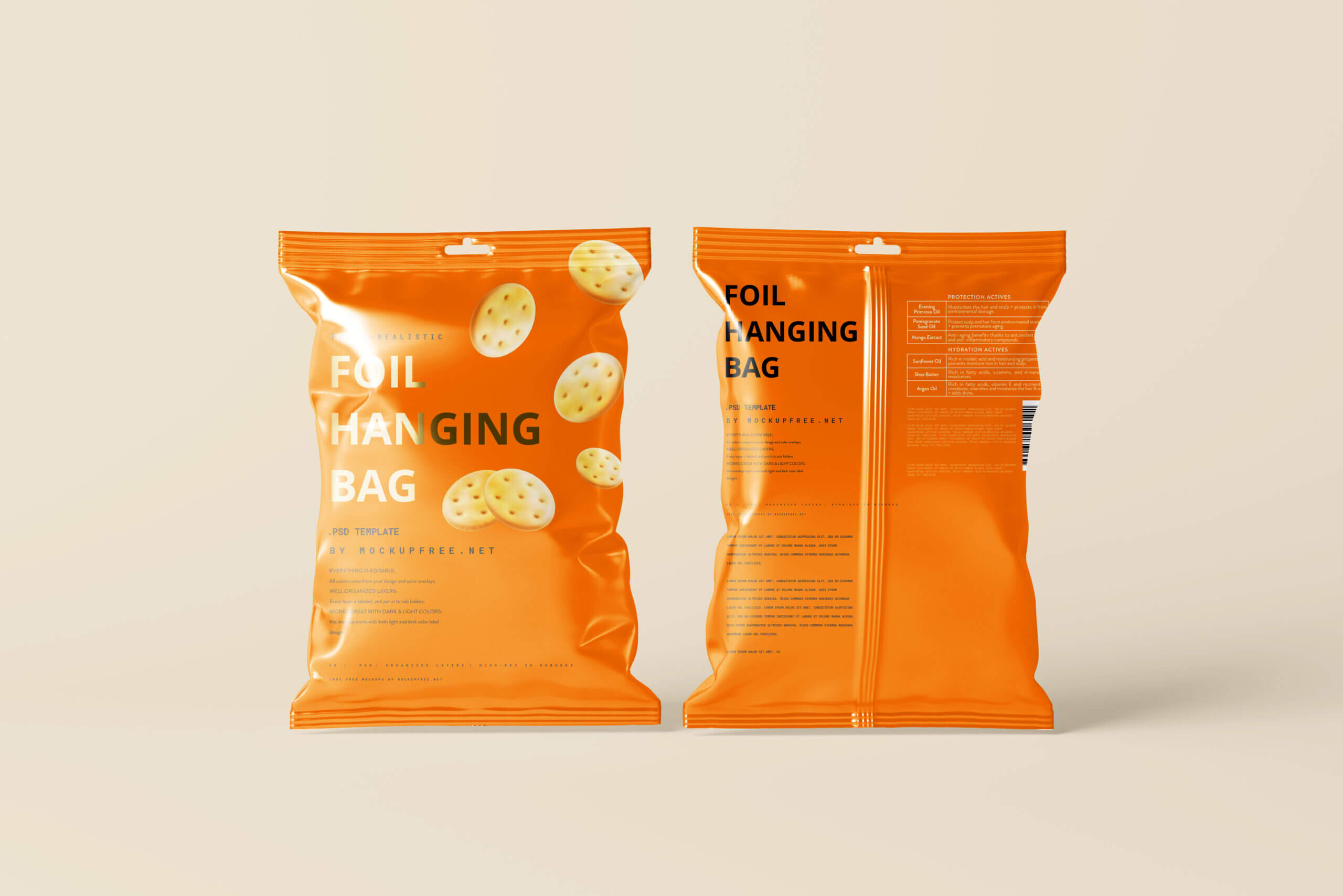 Hanging Snack Bag and Chips Foil Packet Mockups 10 different view