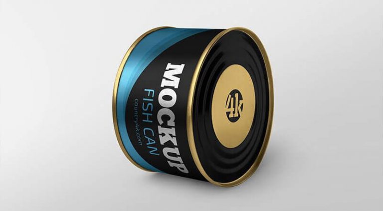 Metal Fish Can Mockup from Perspective View 1