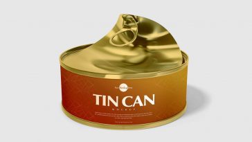 easy open tin can placed at the 3 4 angle view mockup 1