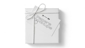 top view of a box packaging with a rope mockup