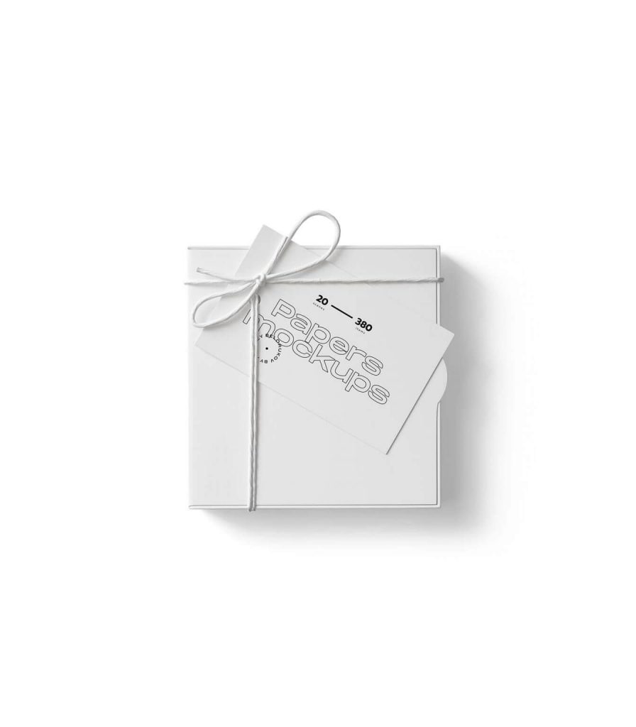 top view of a box packaging with a rope mockup