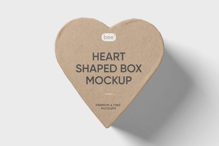 top view of a heart shaped gift box mockup 1