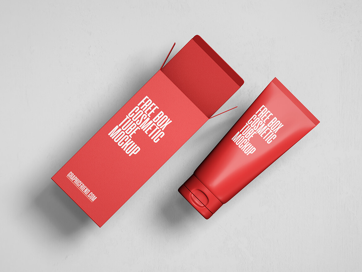 Free Box Cosmetic Tube Mockup