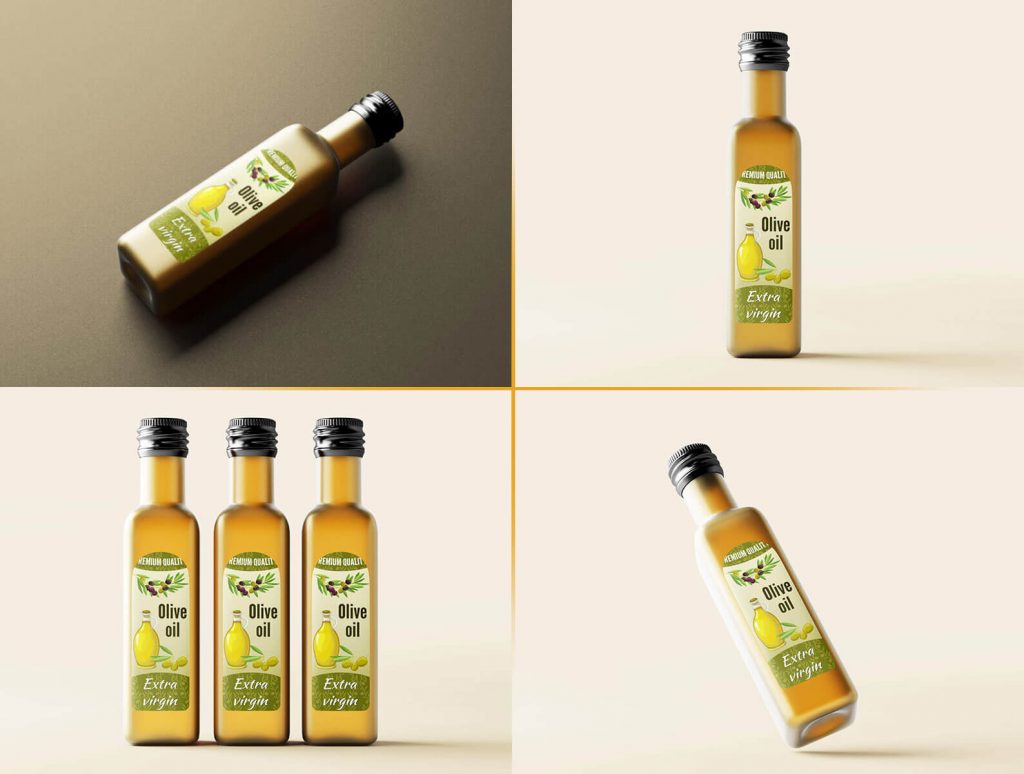 5 Free Amber Glass Square Cooking Oil Bottle Mockup PSD Files 1