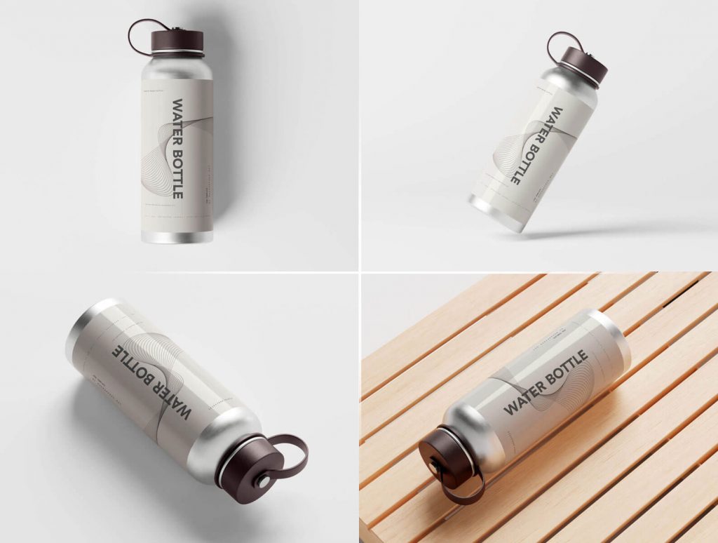 8 Free Aluminum Water Bottle Mockups set