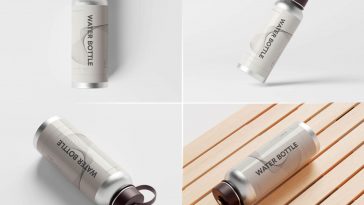 8 Free Aluminum Water Bottle Mockups set