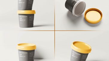 8 Free Glossy Ice Cream Tub Mockups set
