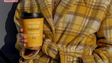 Coffee Cup with Men in Bathrobe Mockup