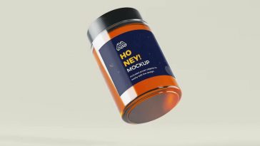 Flying Honey Jar PSD Mockup