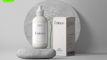 Free Pump Bottle And Paper Box Mockups
