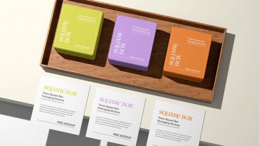 Free Three Square Box Packaging Mockup 1