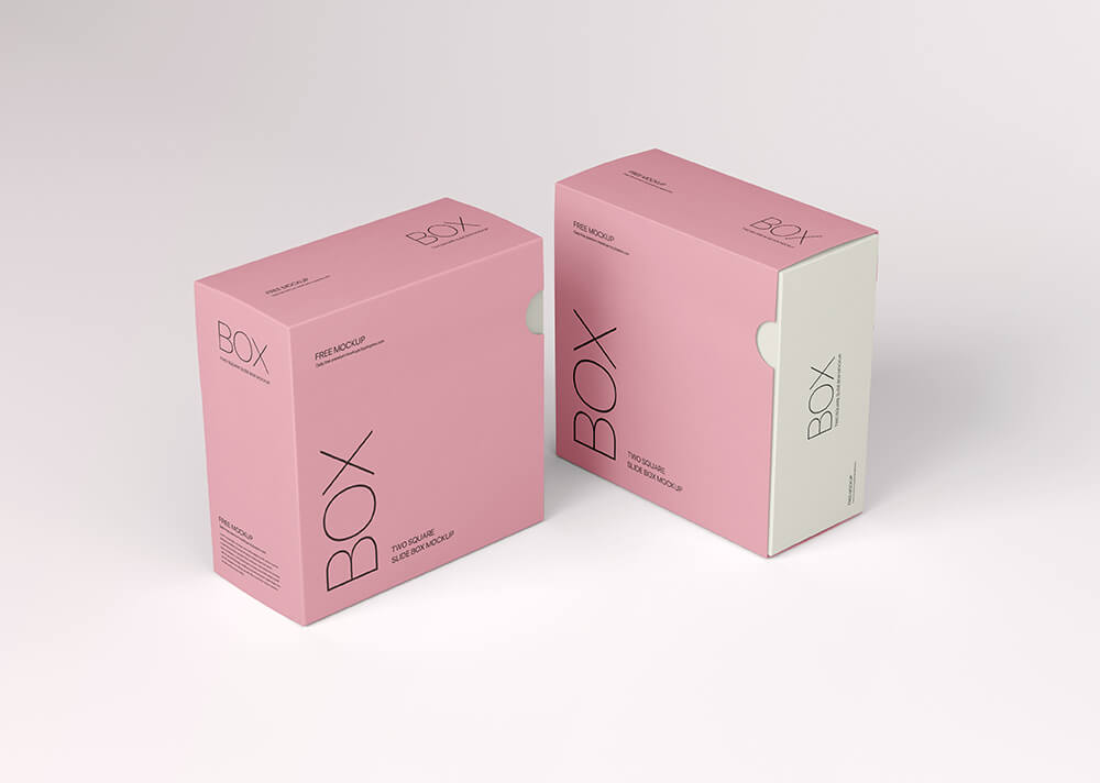 Free Two Square Slide Box Mockup 1