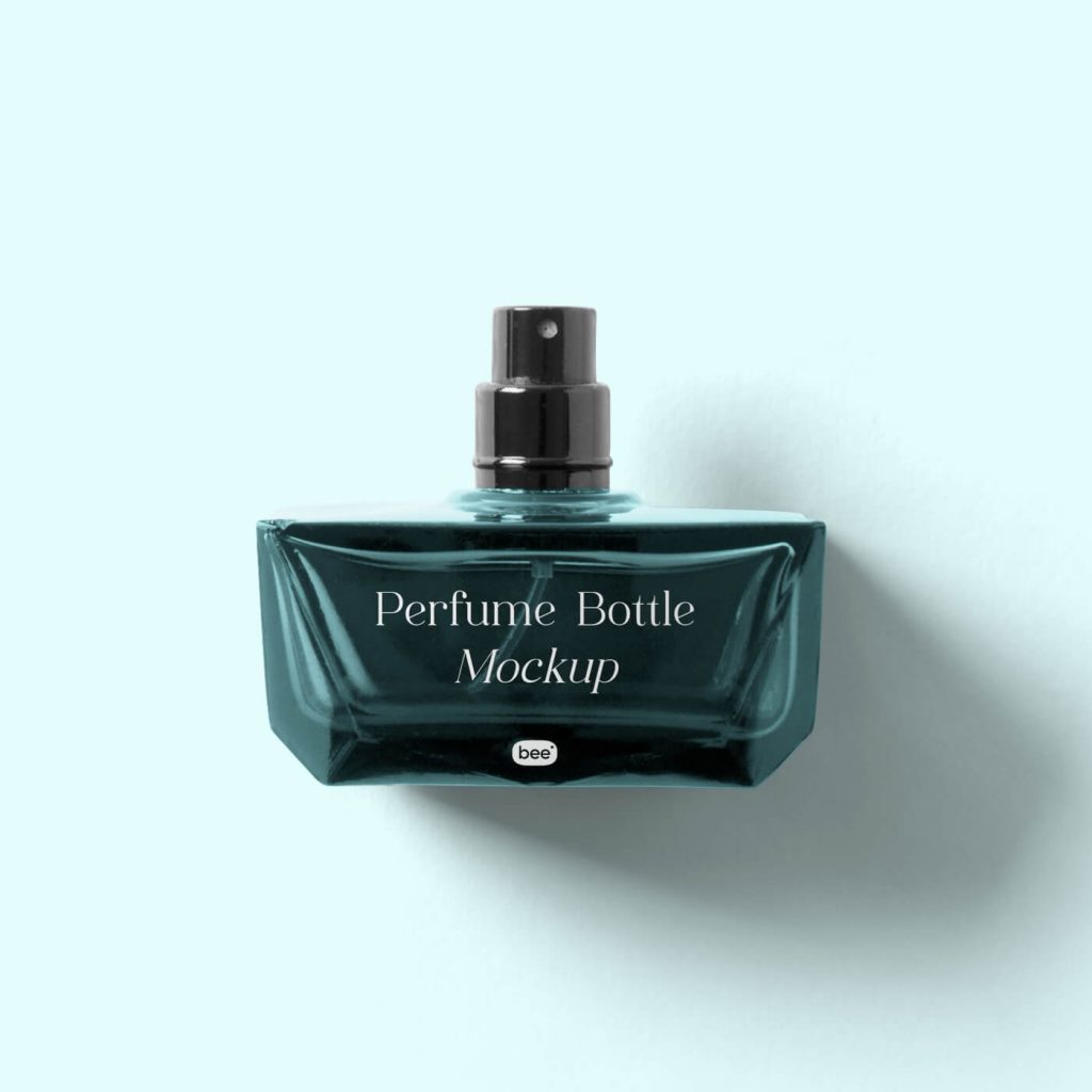 foreside sight of a rectangular perfume bottle mockup 1