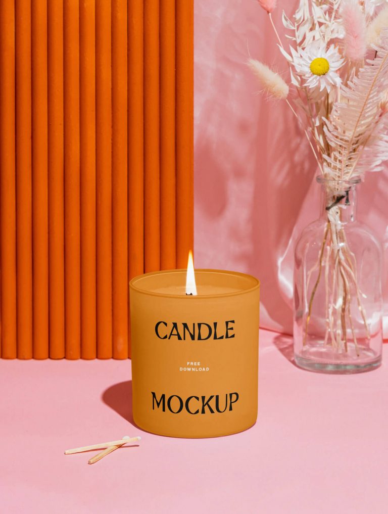 front view of a minimalistic candle mockup 1