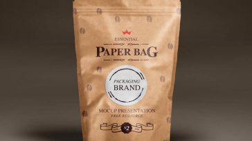 mockup displaying standing matte paper bag