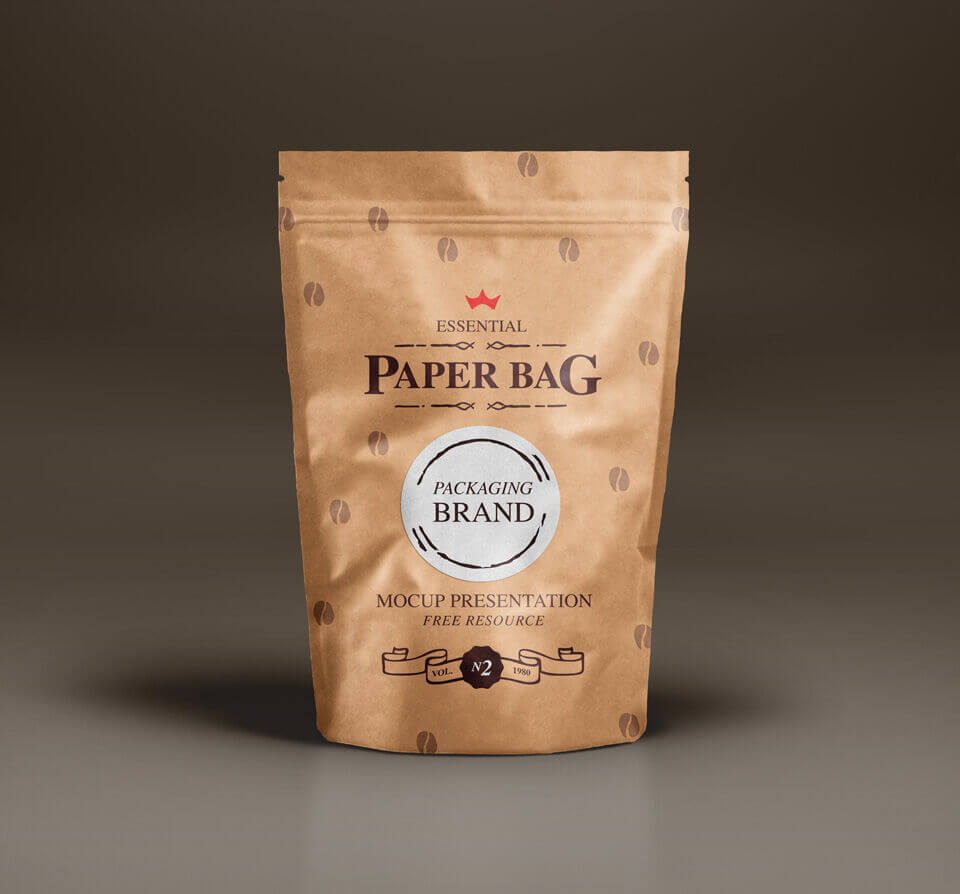 mockup displaying standing matte paper bag
