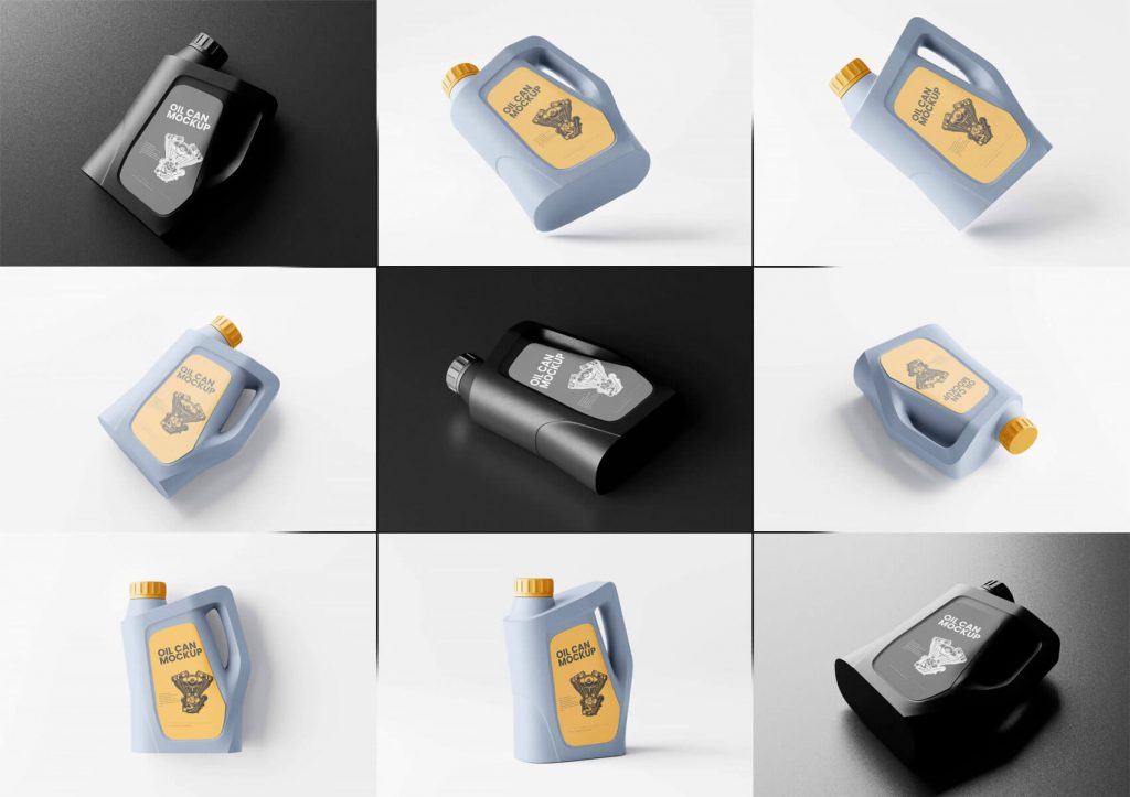 10 Free Engine Oil Can Mockup PSD Files