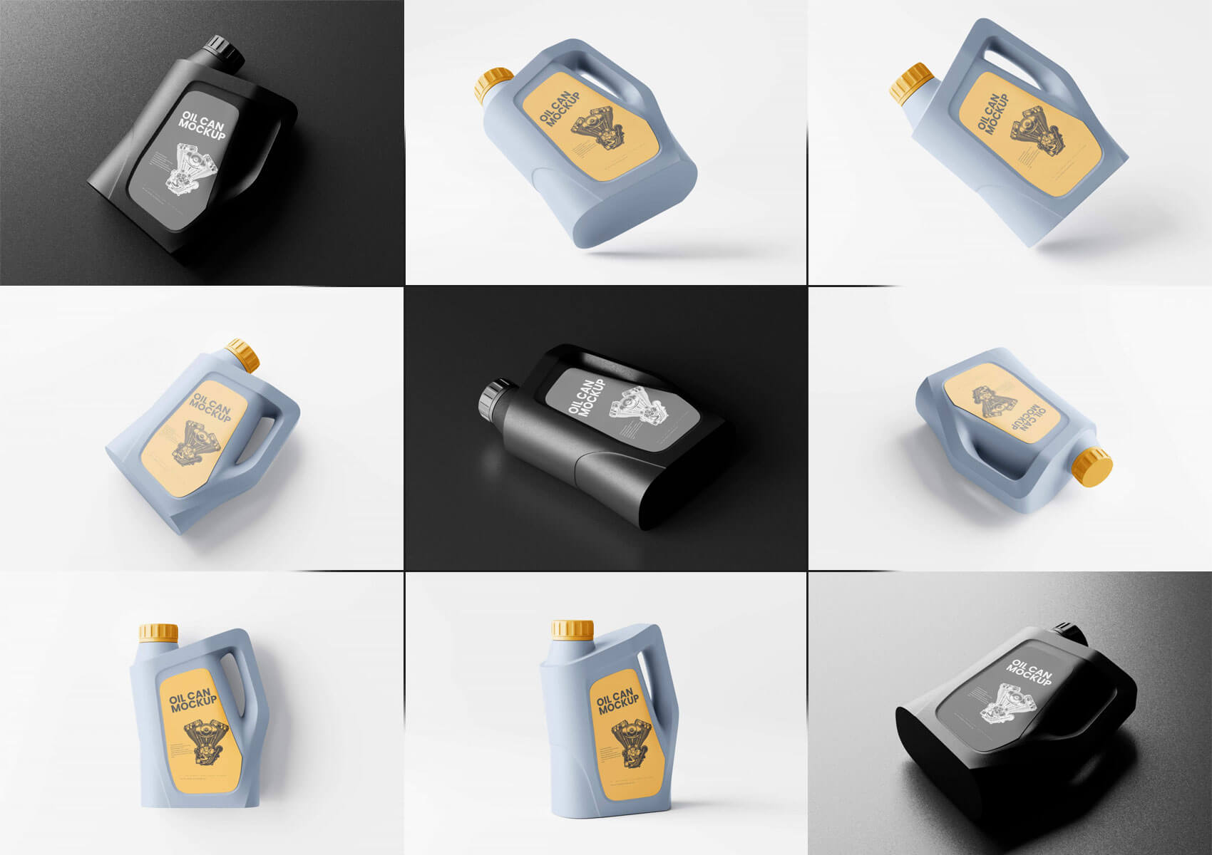 10 Free Engine Oil Can Mockup PSD Files
