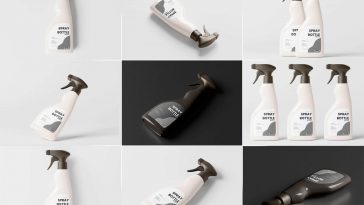 10 Free Glass Cleaner Spray Bottle Mockup PSD Files